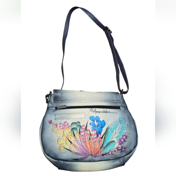 Anna by Anuschka Hand Painted Designer Leather Cross Body Tassel - Picture 2 of 16